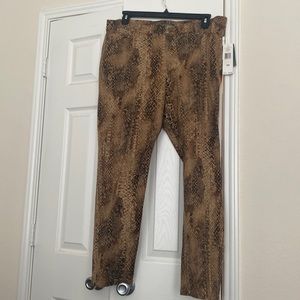 NWT Ralph Lauren brown snakeskin print jeans with zippered ankle Size 16W